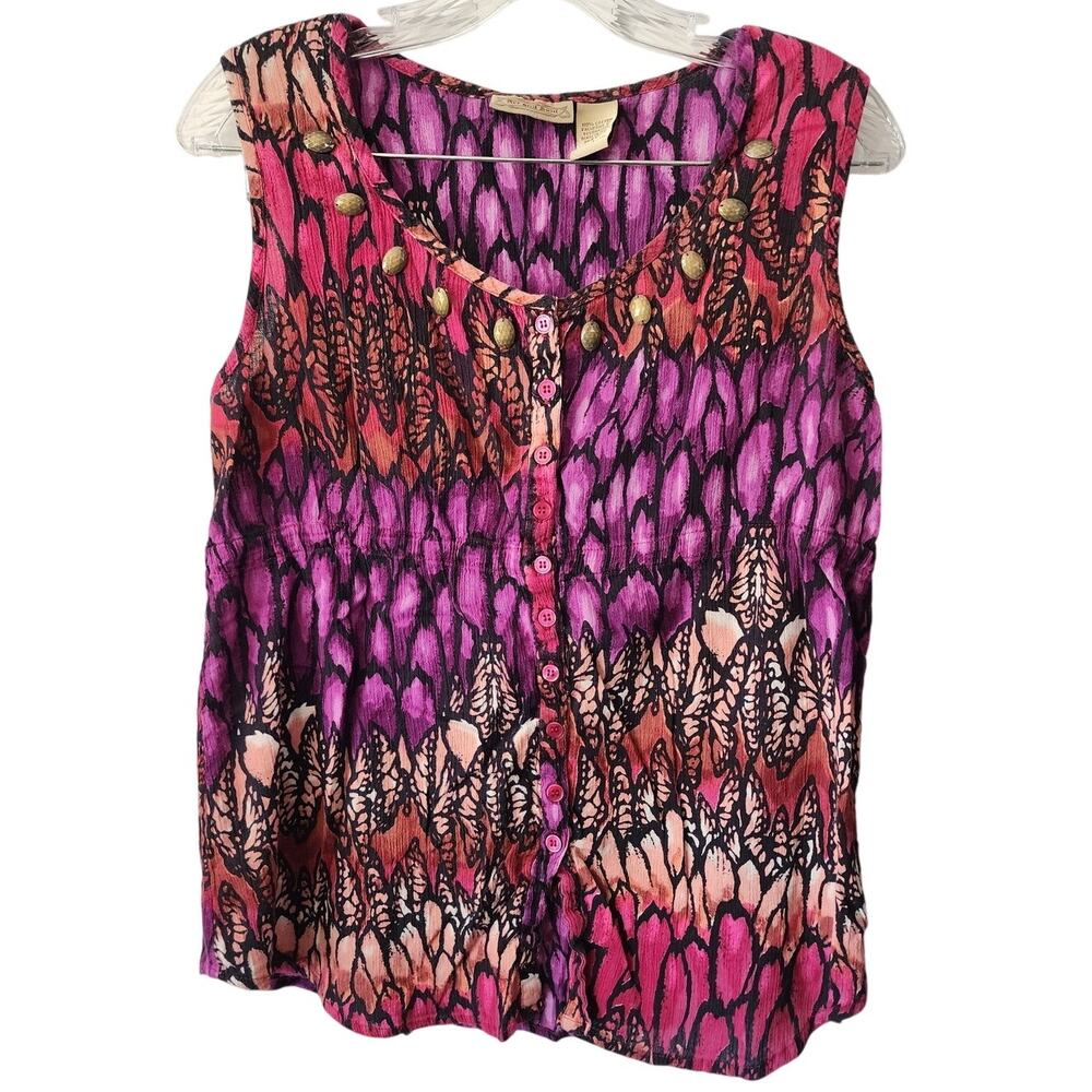 Art and Soul Sleeveless Artsy Festival Hippie Multicolored Shirt Size Large